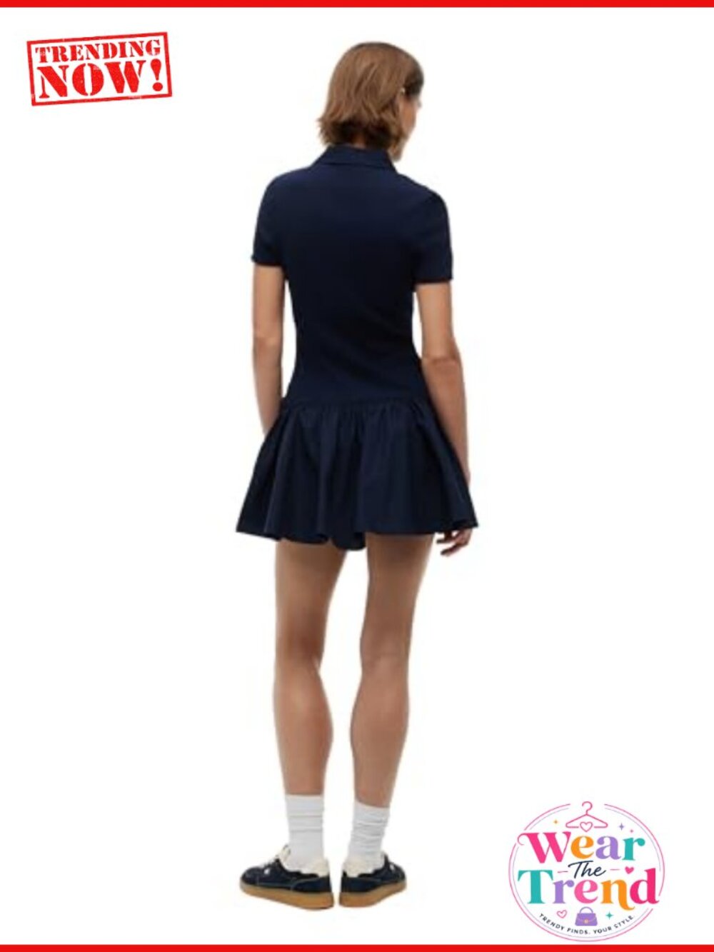 Women's Short Sleeve Ribbed Poplin Polo Dress with Stretch - Picture 3 of 4